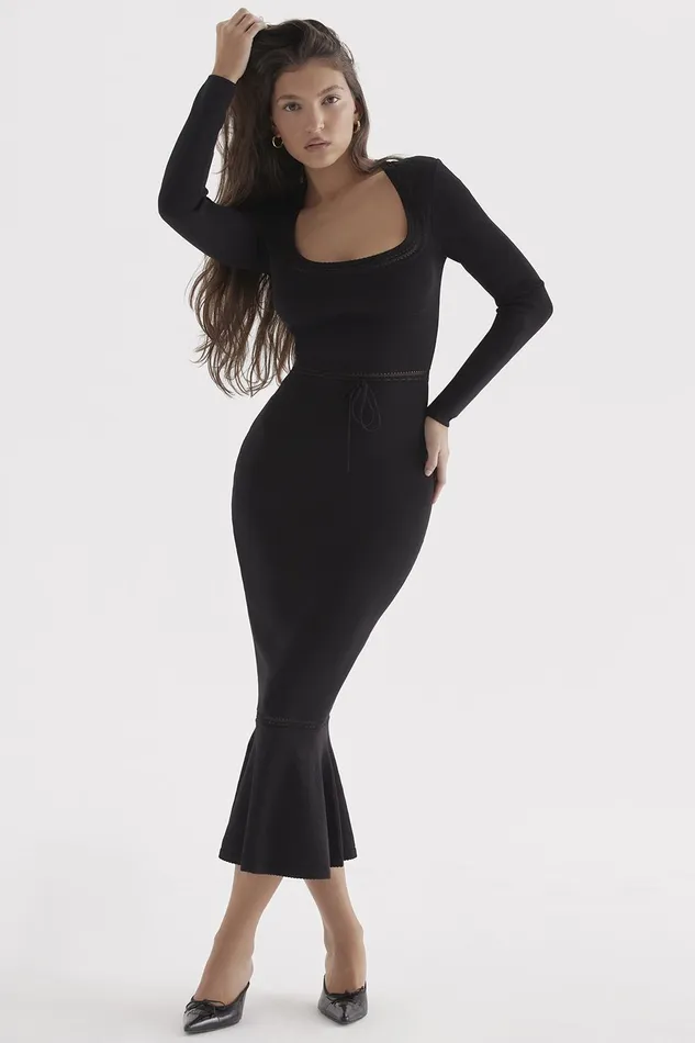 House Of CB SashaBlack Dainty Knit Midi Dress 8211 SALE Black Women Bodycon Dresses