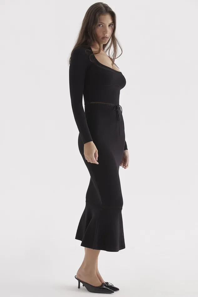 House Of CB SashaBlack Dainty Knit Midi Dress 8211 SALE Black Women Bodycon Dresses