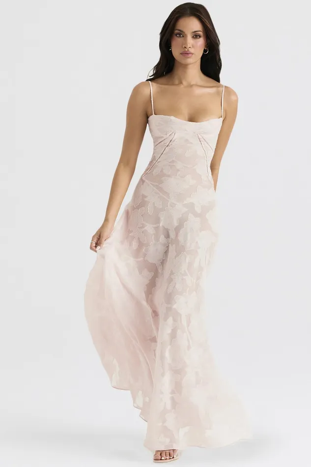 House Of CB SerenSoft Pink Floral Lace Back Maxi Dress Soft Women Floral Dresses