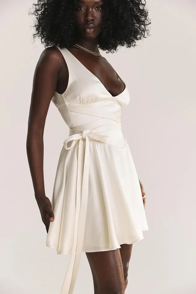 House Of CB ShiemaIvory Floaty Mini Dress Ivory Women Mini Dresses