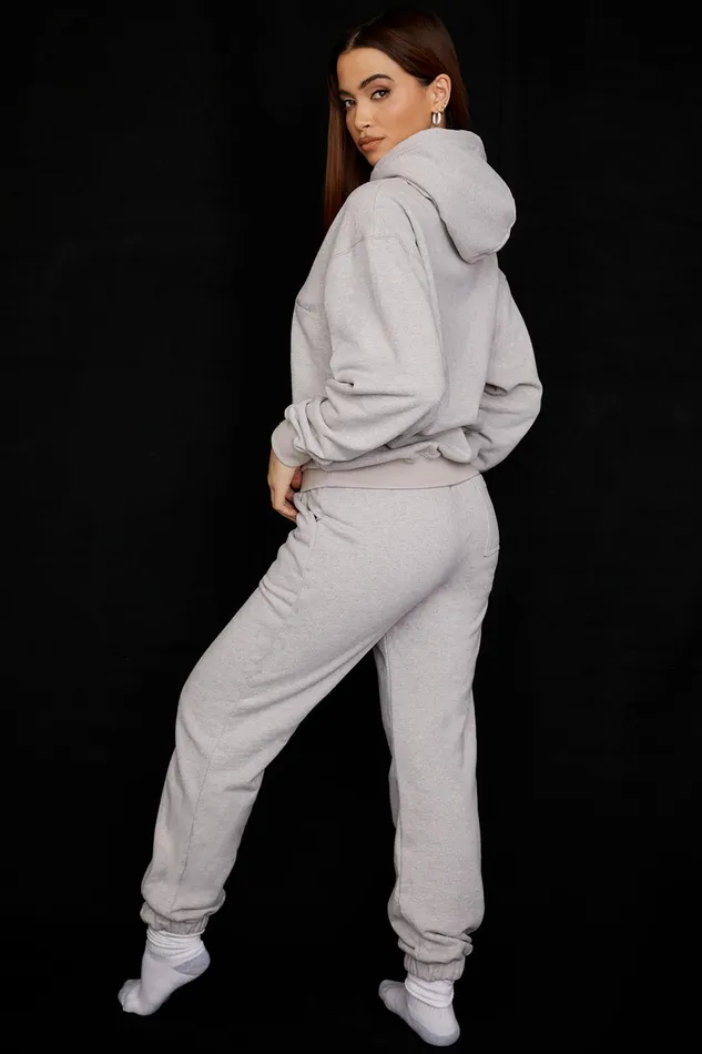 House Of CB SkyLight Grey Fleece Back Jogging Trousers Light Women Trousers