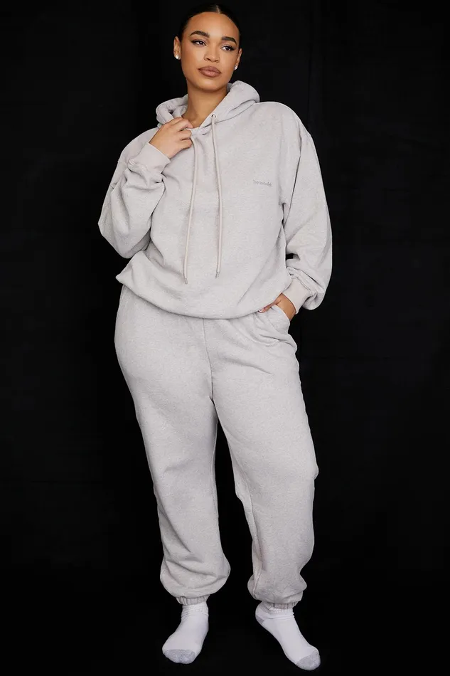 House Of CB SkyLight Grey Fleece Back Jogging Trousers Light Women Trousers