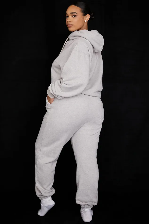 House Of CB SkyLight Grey Fleece Back Jogging Trousers Light Women Trousers