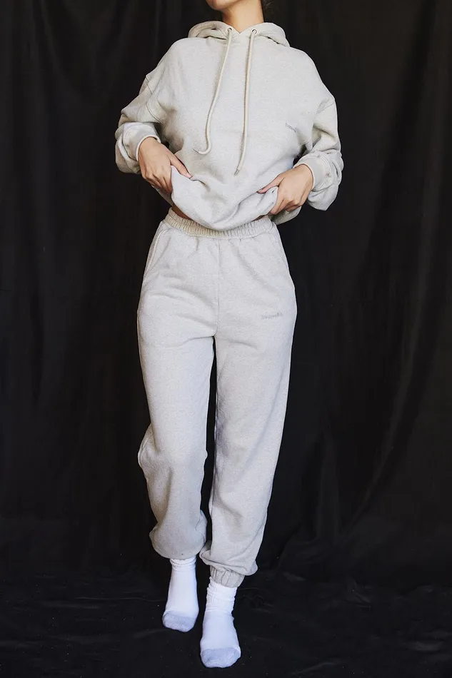 House Of CB SkyLight Grey Fleece Back Jogging Trousers Light Women Trousers
