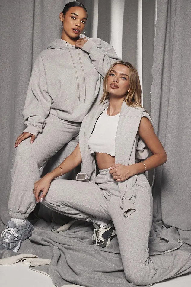 House Of CB SkyLight Grey Fleece Back Jogging Trousers Light Women Trousers