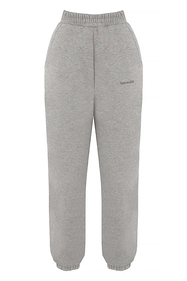 House Of CB SkyLight Grey Fleece Back Jogging Trousers Light Women Trousers