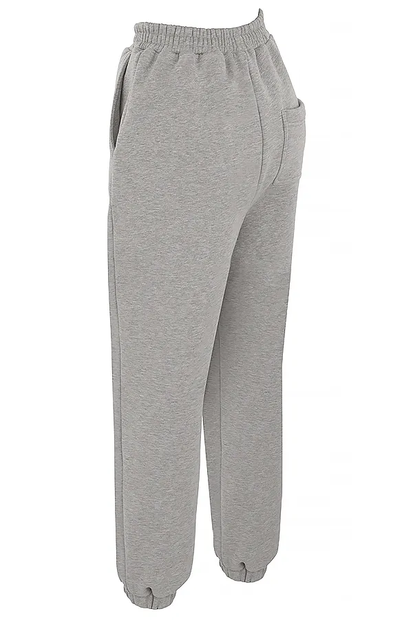 House Of CB SkyLight Grey Fleece Back Jogging Trousers Light Women Trousers