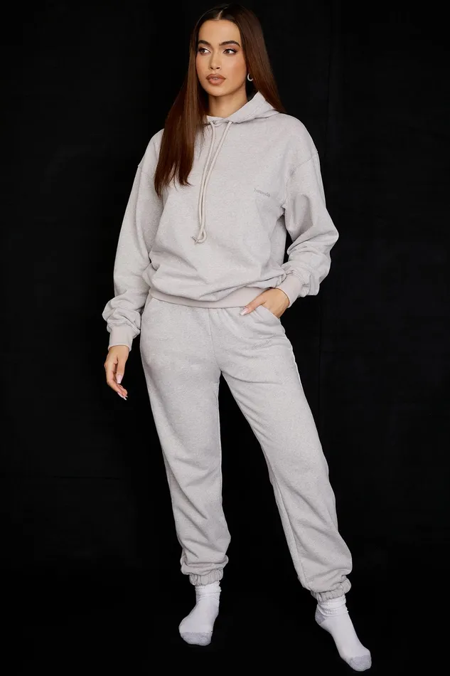 House Of CB SkyLight Grey Fleece Back Jogging Trousers Light Women Trousers