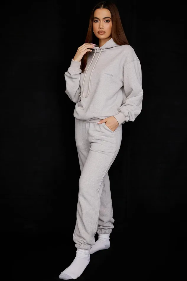 House Of CB SkyLight Grey Fleece Back Jogging Trousers Light Women Trousers