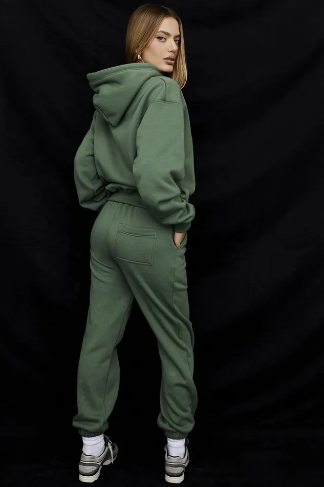 House Of CB SkyMoss Fleece Back Jogging Trousers Moss Women Sweats