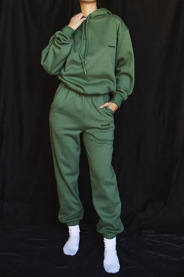 House Of CB SkyMoss Fleece Back Jogging Trousers Moss Women Sweats