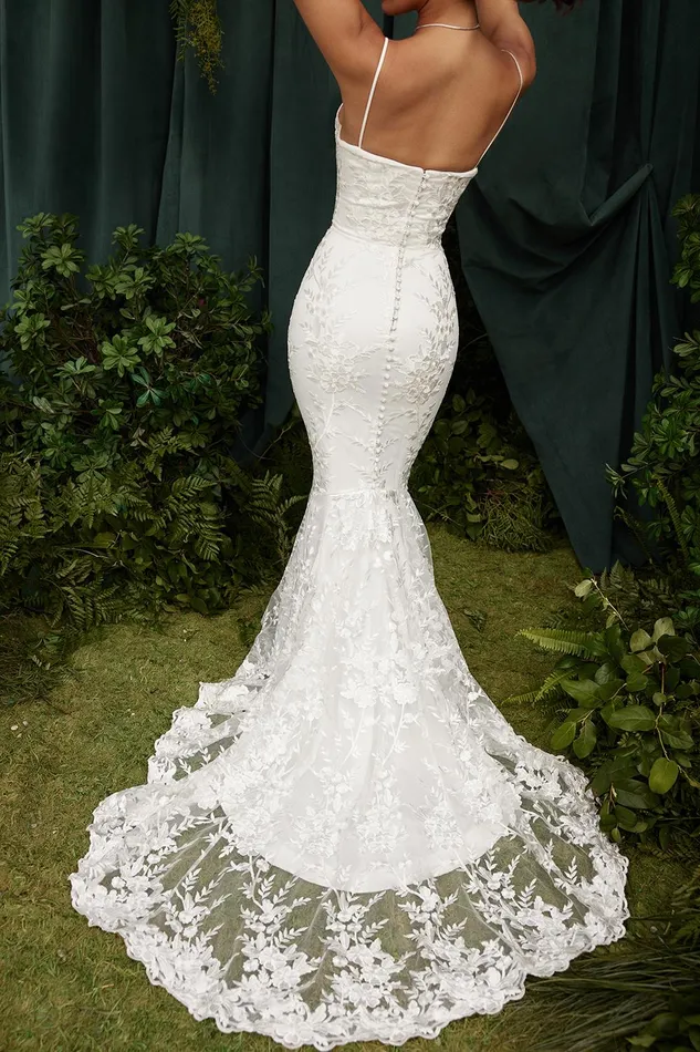House Of CB SoleneWhite Lace Bridal Gown White Women Maxi Dresses