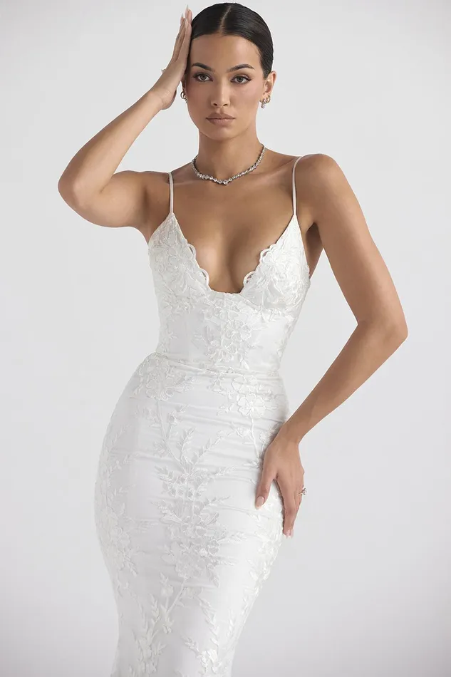 House Of CB SoleneWhite Lace Bridal Gown White Women Maxi Dresses