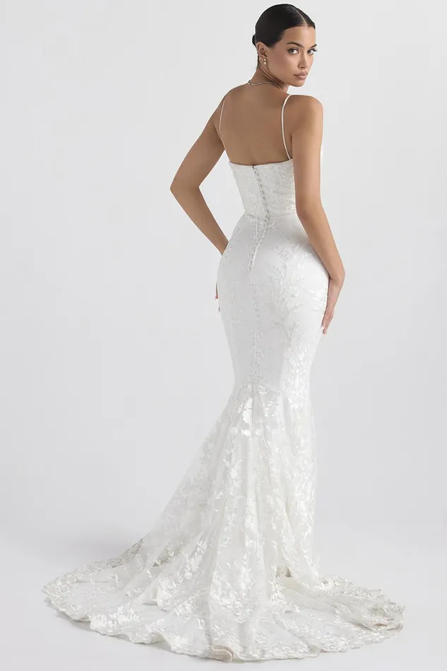 House Of CB SoleneWhite Lace Bridal Gown White Women Maxi Dresses