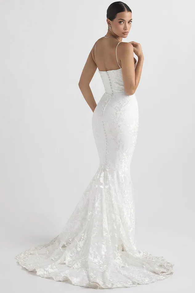 House Of CB SoleneWhite Lace Bridal Gown White Women Maxi Dresses