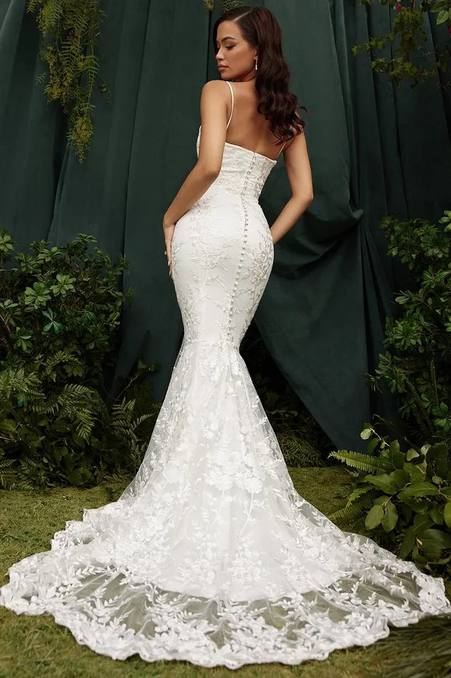 House Of CB SoleneWhite Lace Bridal Gown White Women Maxi Dresses