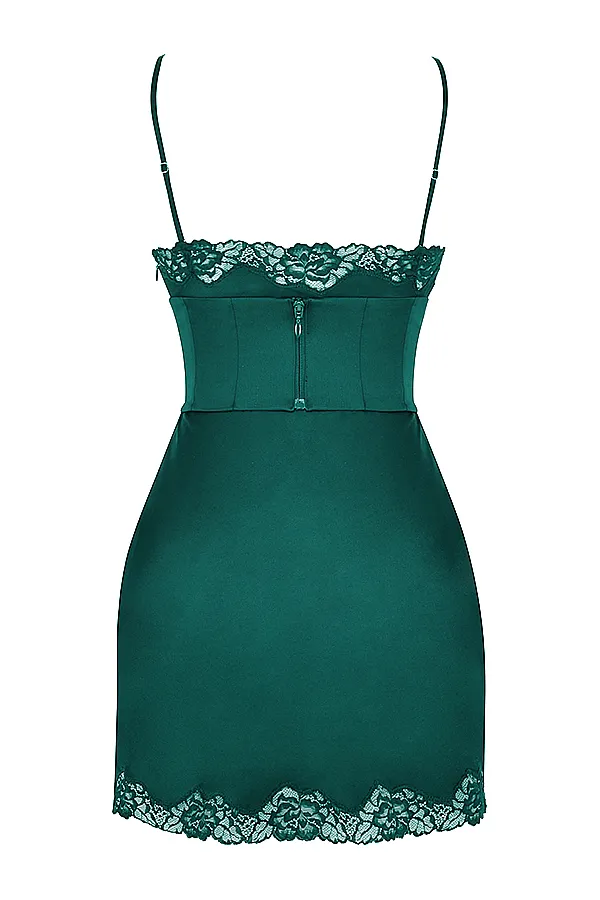 House Of CB SorayaForest Satin Slip Dress 8211 SALE Forest Women Corset Dresses