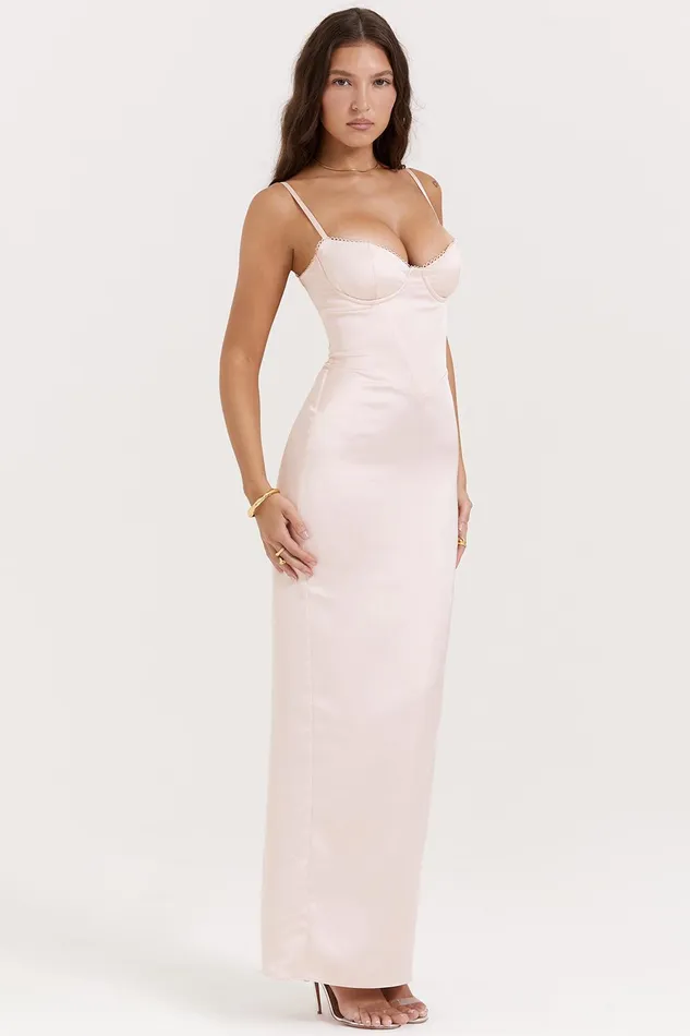 House Of CB StefaniaSoft Peach Corset Maxi Dress Soft Women Corset Dresses
