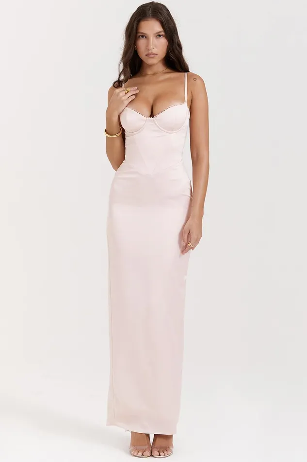 House Of CB StefaniaSoft Peach Corset Maxi Dress Soft Women Corset Dresses