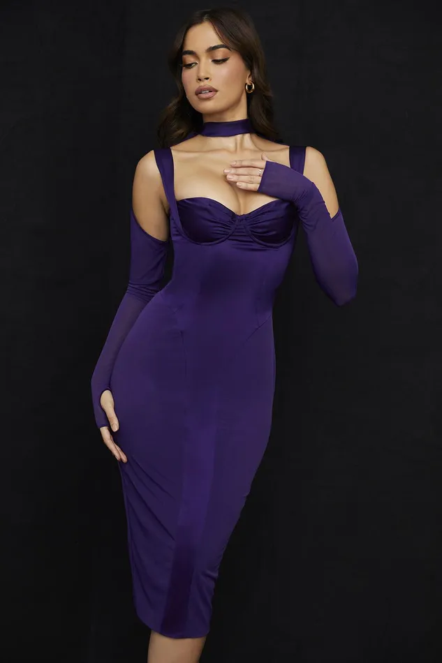 House Of CB TalikaGrape Corset Midi Dress 8211 SALE Grape Women Bodycon Dresses