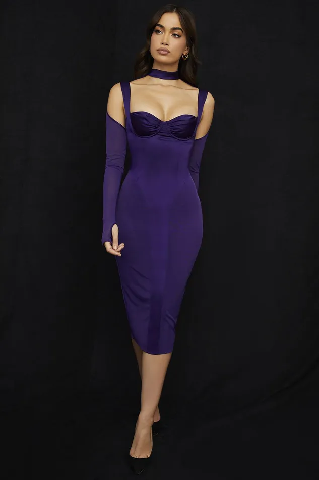 House Of CB TalikaGrape Corset Midi Dress 8211 SALE Grape Women Bodycon Dresses