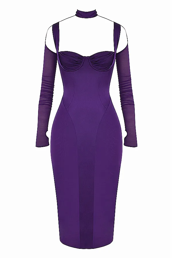 House Of CB TalikaGrape Corset Midi Dress 8211 SALE Grape Women Bodycon Dresses