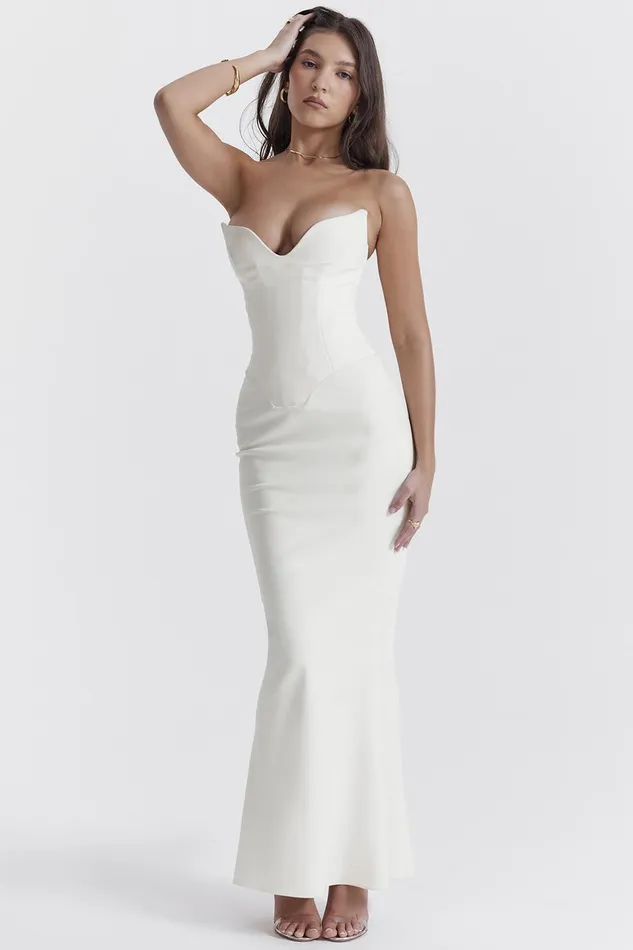 House Of CB TamaraIvory Strapless Corset Dress Ivory Women Corset Dresses