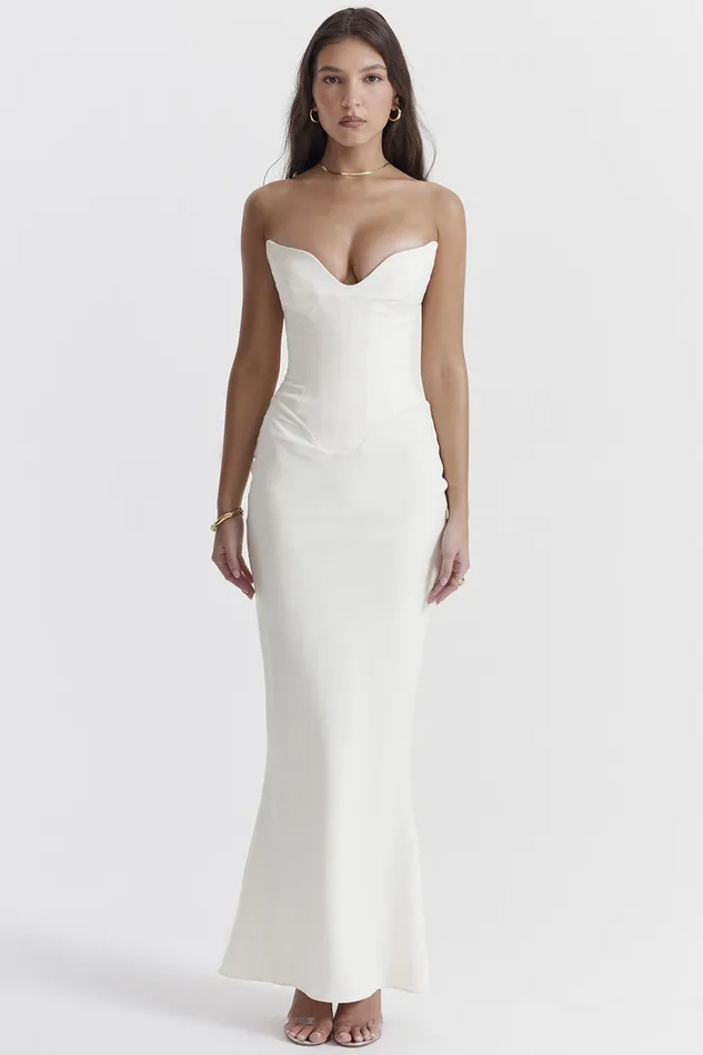House Of CB TamaraIvory Strapless Corset Dress Ivory Women Corset Dresses