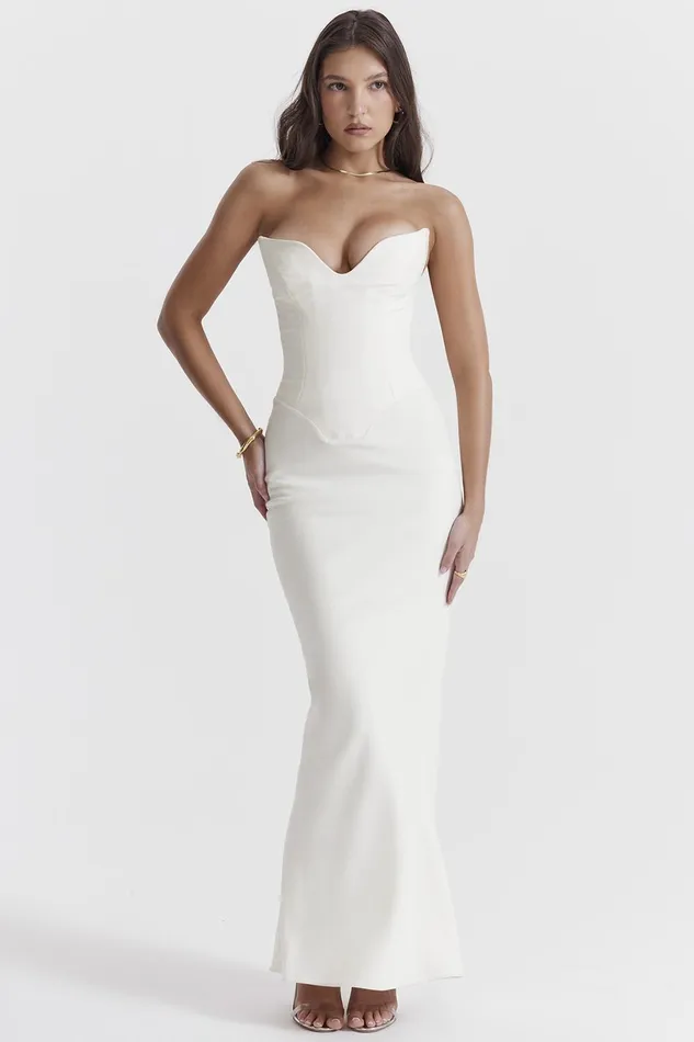 House Of CB TamaraIvory Strapless Corset Dress Ivory Women Corset Dresses