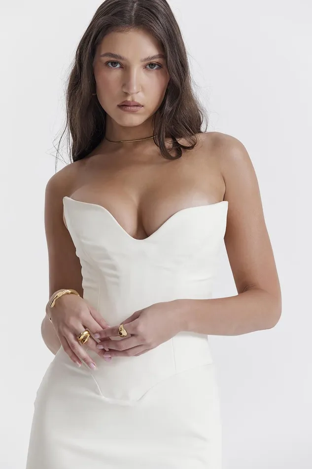 House Of CB TamaraIvory Strapless Corset Dress Ivory Women Corset Dresses