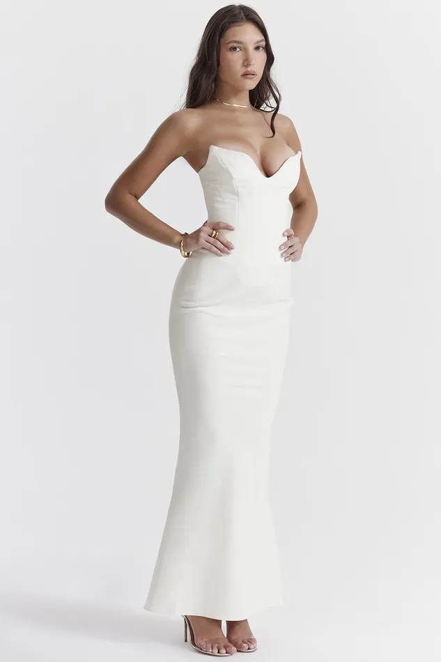 House Of CB TamaraIvory Strapless Corset Dress Ivory Women Corset Dresses