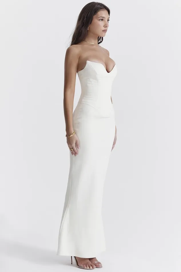 House Of CB TamaraIvory Strapless Corset Dress Ivory Women Corset Dresses