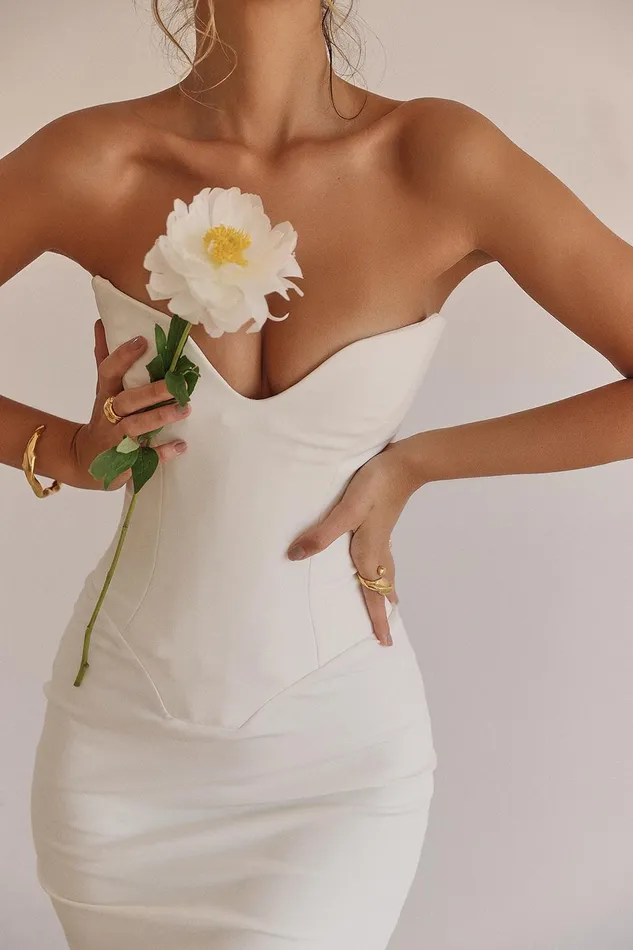 House Of CB TamaraIvory Strapless Corset Dress Ivory Women Corset Dresses