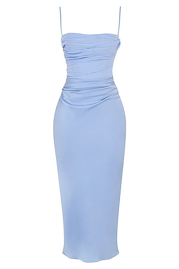 House Of CB TeiaSky Draped Corset Midi Dress Sky Women Bodycon Dresses