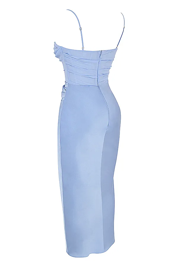House Of CB TeiaSky Draped Corset Midi Dress Sky Women Bodycon Dresses