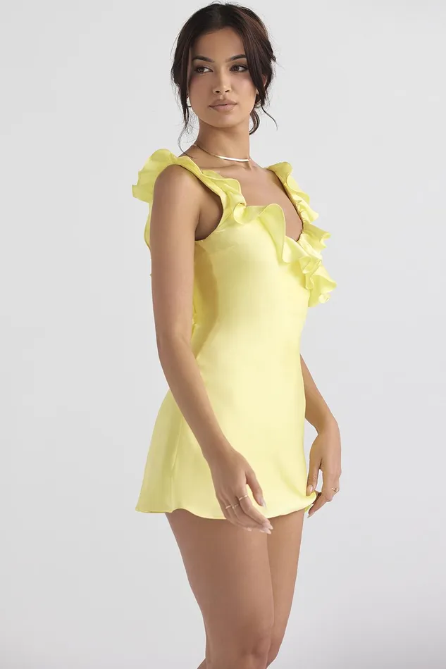 House Of CB TinkButtercup Satin Ruffle Mini Dress Buttercup Women Mini Dresses
