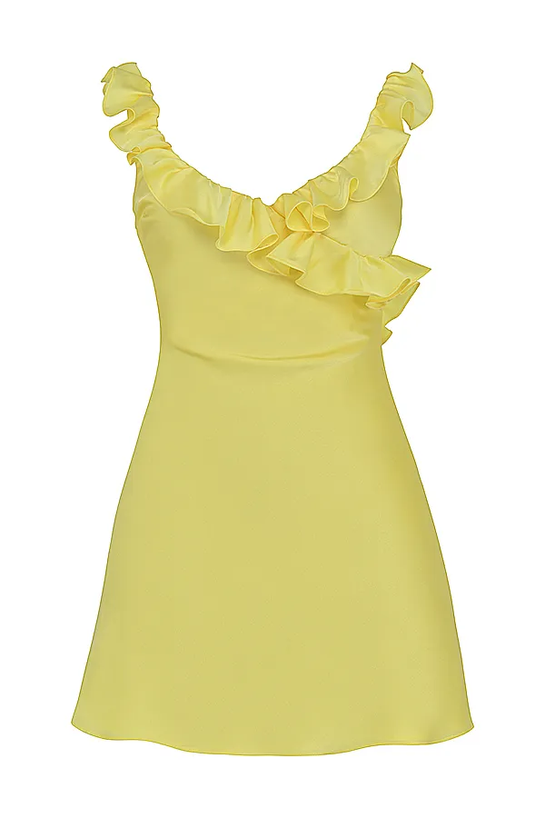 House Of CB TinkButtercup Satin Ruffle Mini Dress Buttercup Women Mini Dresses