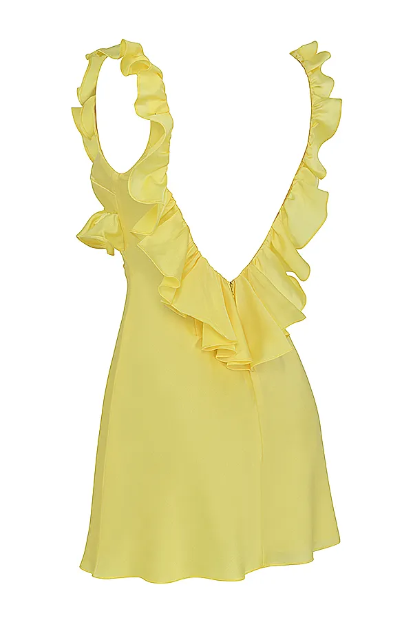 House Of CB TinkButtercup Satin Ruffle Mini Dress Buttercup Women Mini Dresses