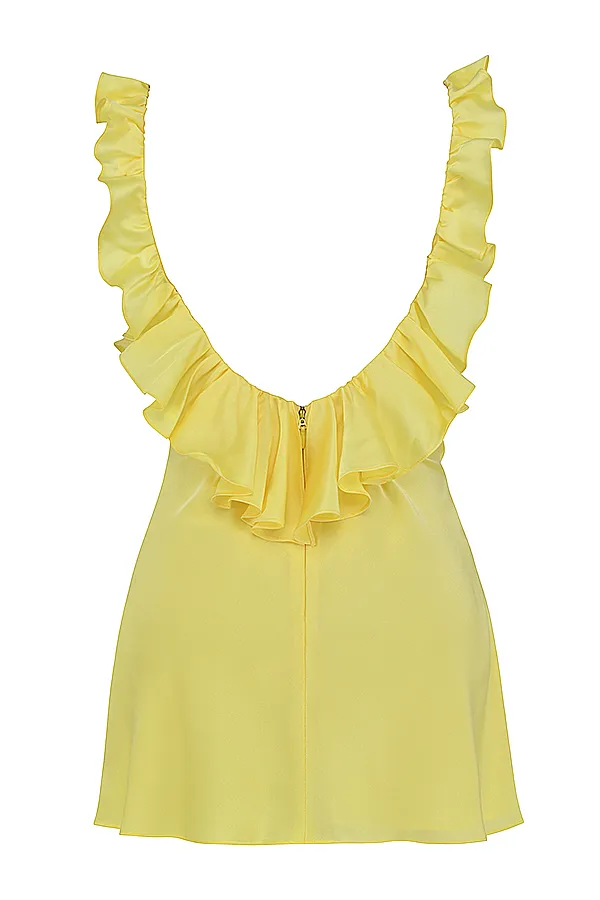 House Of CB TinkButtercup Satin Ruffle Mini Dress Buttercup Women Mini Dresses