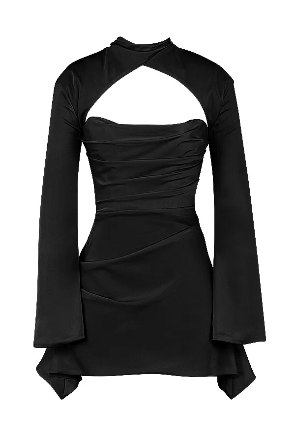 House Of CB ToiraBlack Draped Corset Dress Black Women Corset Dresses