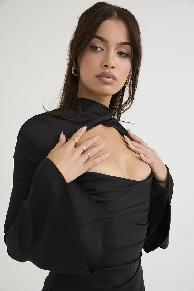 House Of CB ToiraBlack Draped Corset Dress Black Women Corset Dresses