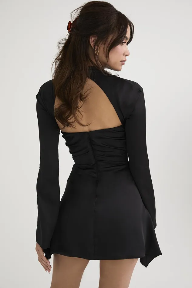 House Of CB ToiraBlack Draped Corset Dress Black Women Corset Dresses