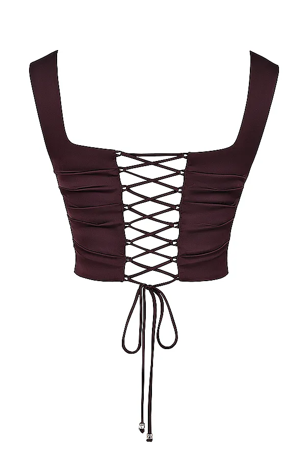 House Of CB UnaRich Brown Corset Rich Women Tops