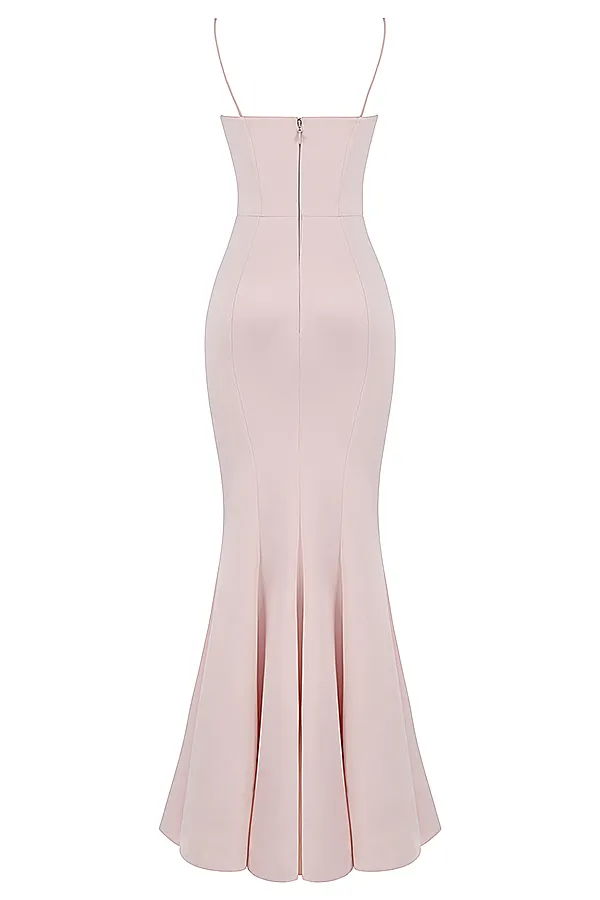 House Of CB VioletteBlush Satin Fishtail Gown 8211 SALE Blush Women Maxi Dresses