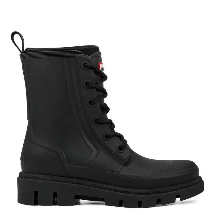 Hunter Boots Diana Waterproof LaceUp Rain Boots Black Women Short and Ankle Boots