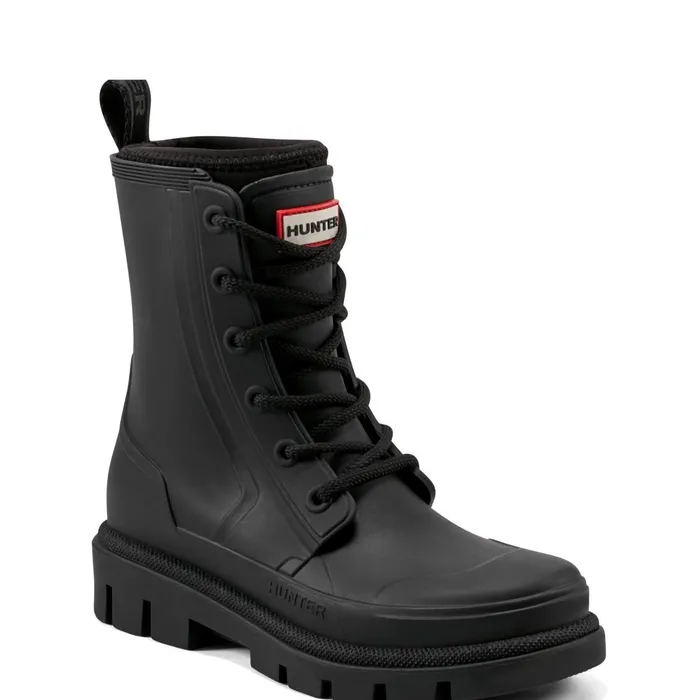 Hunter Boots Diana Waterproof LaceUp Rain Boots Black Women Short and Ankle Boots Hunter Boots Diana Waterproof LaceUp Rain Boots Black Women Short and Ankle Boots