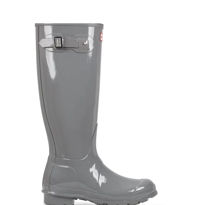 Hunter Boots Original Tall Gloss Rain Boots Medium Gray Women Tall Boots