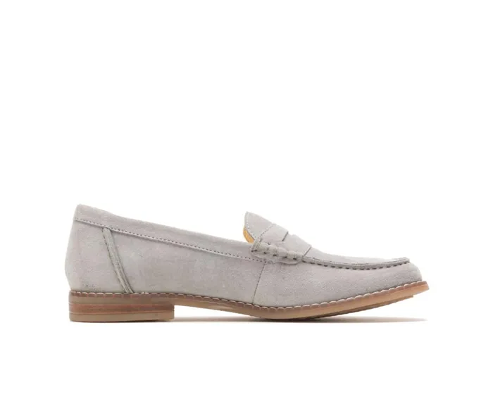 Hush Puppies Flats and SlipOns Women Wren Loafer Frost Grey Suede