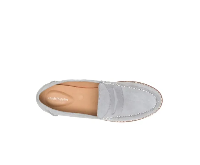 Hush Puppies Flats and SlipOns Women Wren Loafer Frost Grey Suede