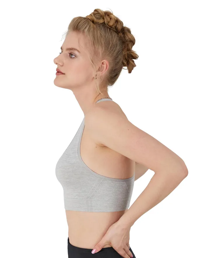 Infinity Racerback Sports Bra C Logo Oxford Grey Women Champion Sports Bras and Bralettes